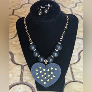 Wooden Black and Gold Beaded Necklace